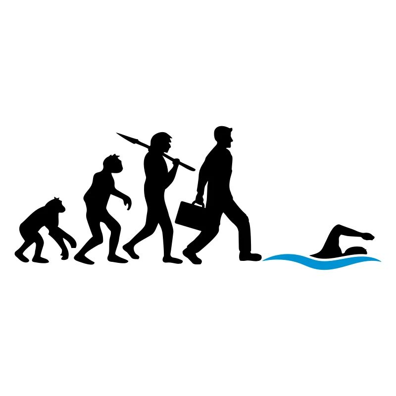 evolution development born to swim logo s