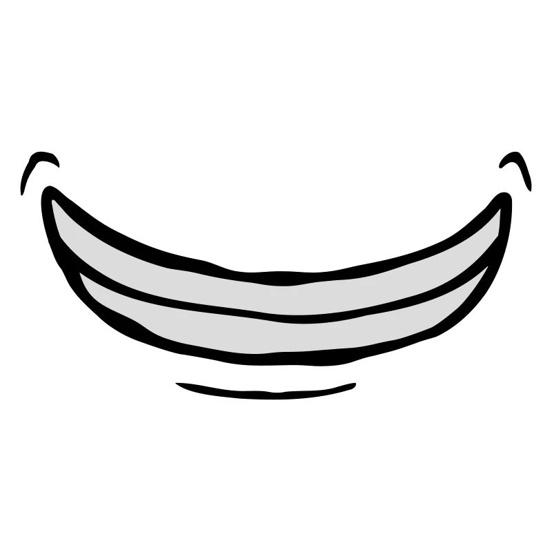 Wide exuberant comic grin