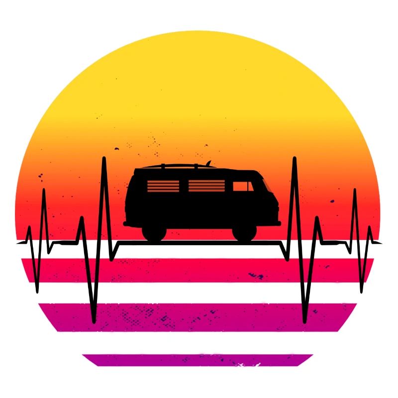 Bully Surf Trip Surfer Van Retro Sunset