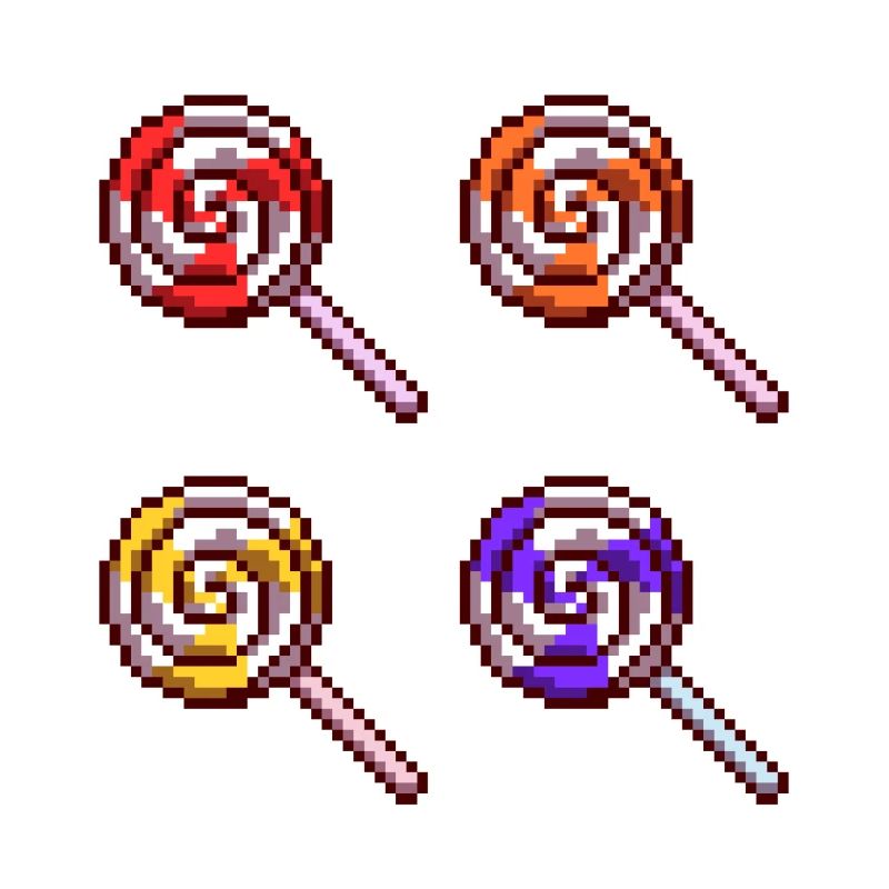 Candy Caramel Sugar Retro Pixel Lollipops