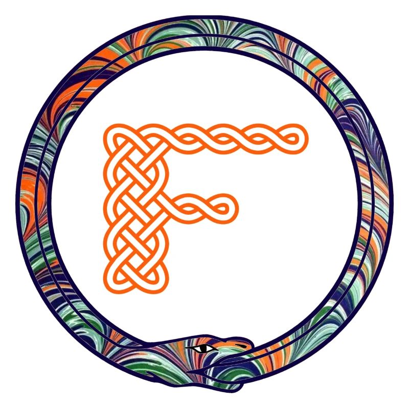 Nœud F avec serpent celtique