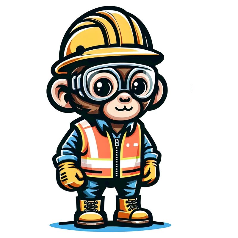 Mignon singe ouvrier de la construction