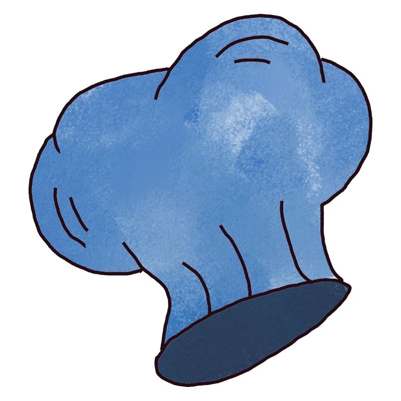 Small blue chef's hat with clouds