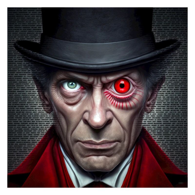 Visage double œil rouge vert- Conspircay