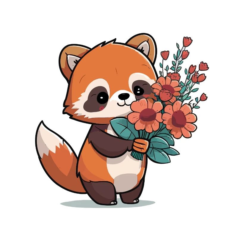 Panda roux à fleurs