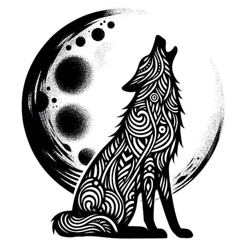 Wolf heult den Mond an