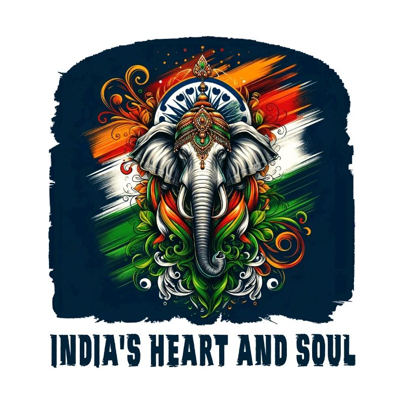 Éléphant indien avec drapeau national