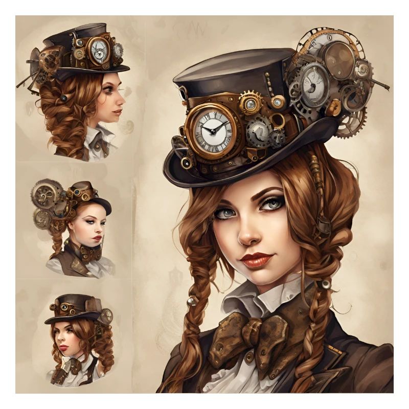 Belle fille dans le style steampunk