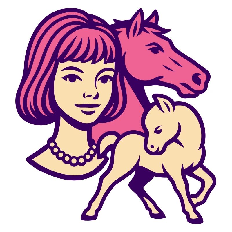 Fille Cheval Pop Art Rose