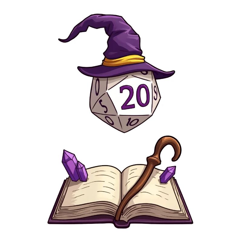 Floating D20 with Magic Hat – Fantasy Dice