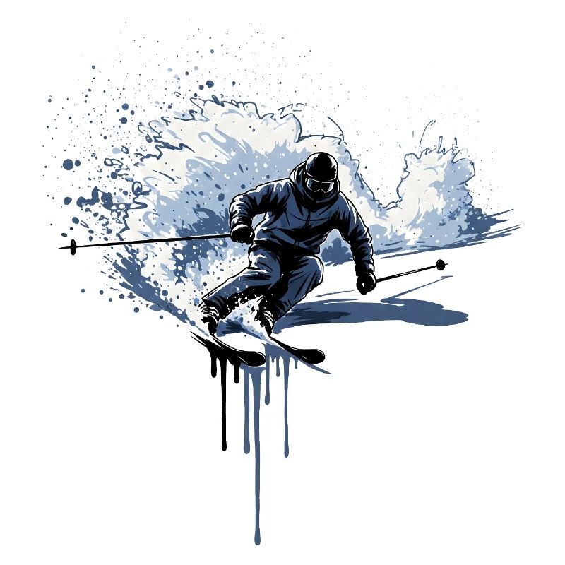 Ski Freeride Deep Snow Art Splash Effect