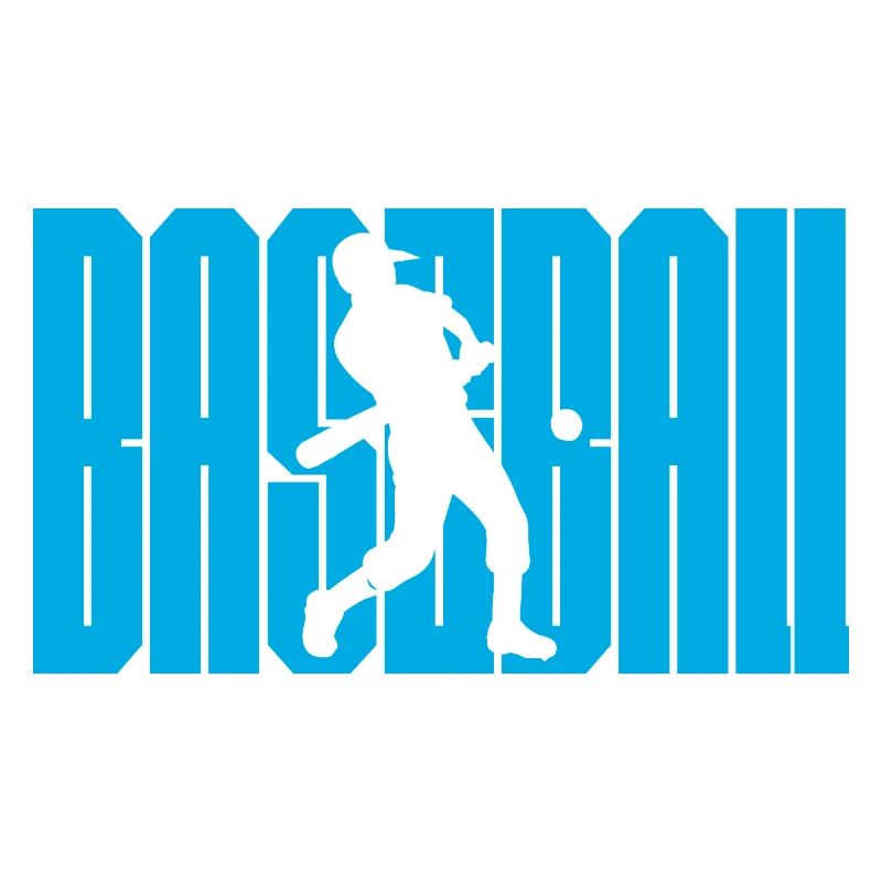 Baseball Swing Silhouette on Bold Blue Text