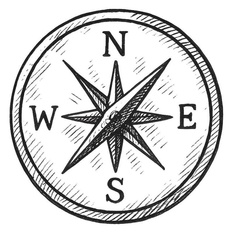 North Star Compass Vintage Drawing