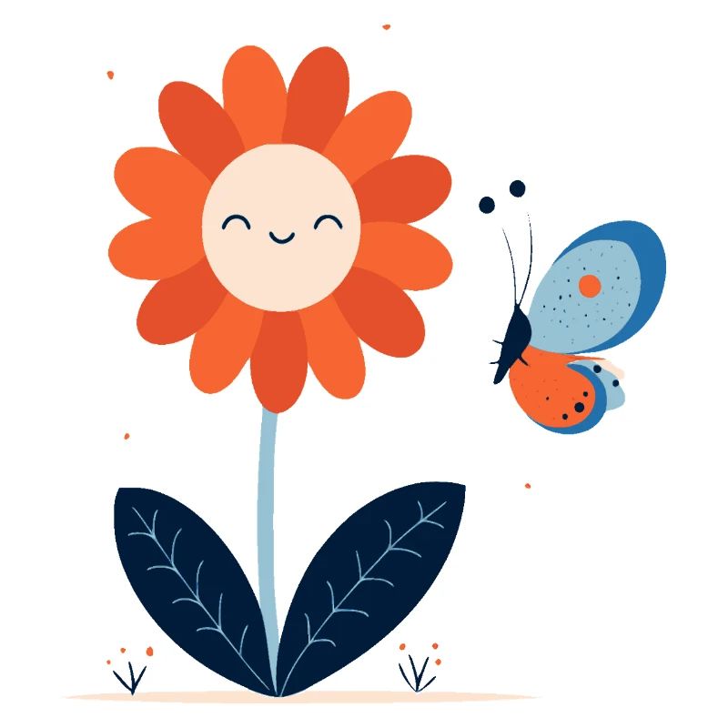 lachende Blume mit Schmetterling