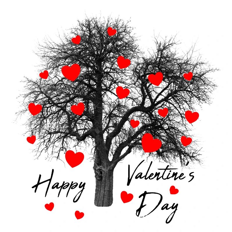 Rote Herzchen Baum mit Herzen Valentinstag Liebe