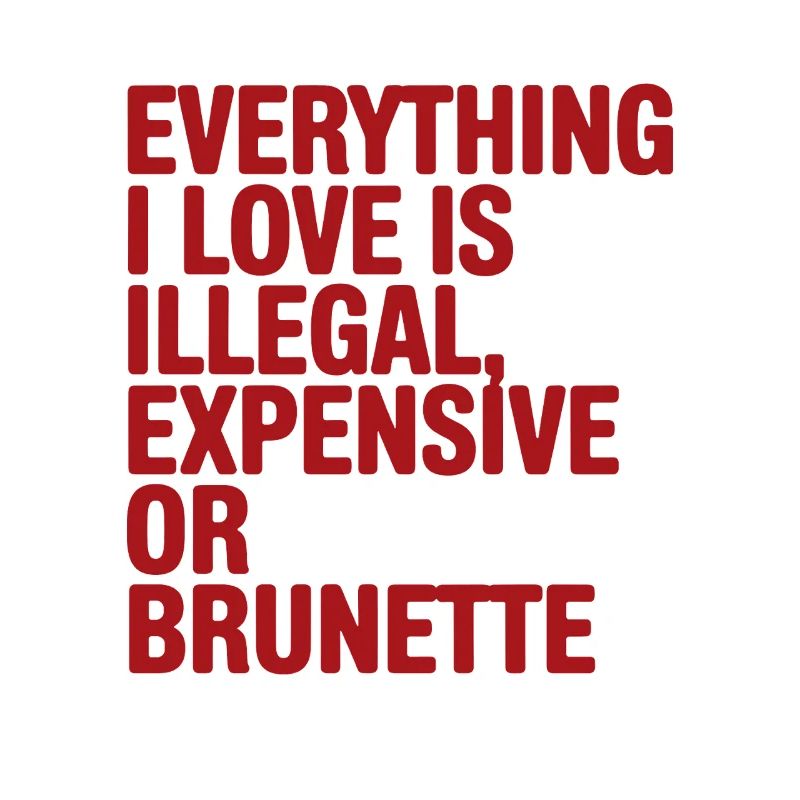 Everything I Love Is Illegal Expensive Or Brunette
