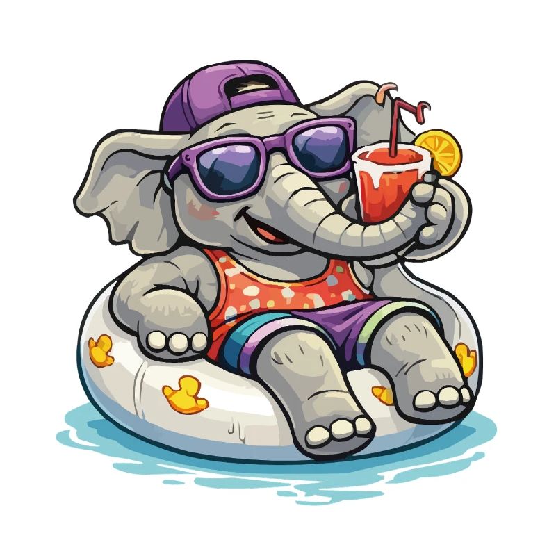 Éléphant de plage avec boisson