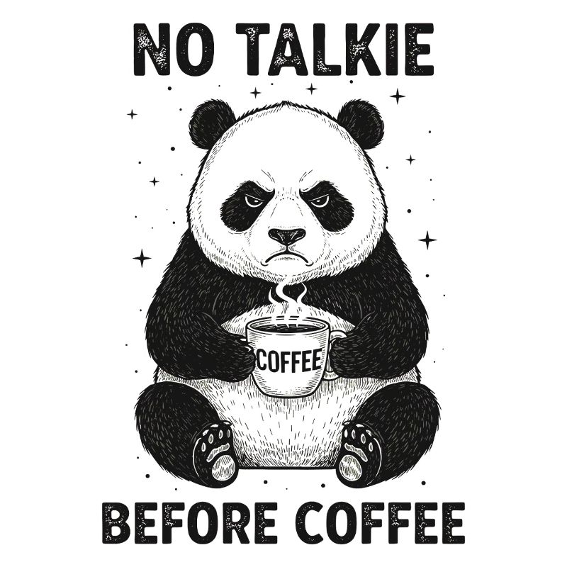 Pas de conversation devant un panda amateur de café