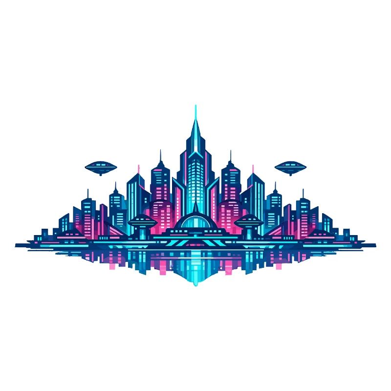Neon City Reflection