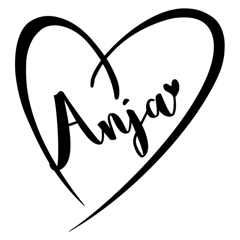 Anja surname first name in heart frame