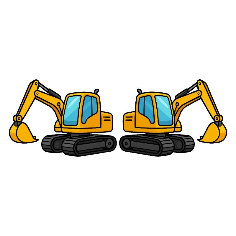 Silhouette de machine de construction double