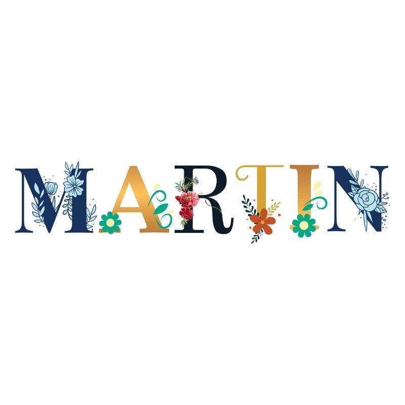 Nom MARTIN décoré de fleurs