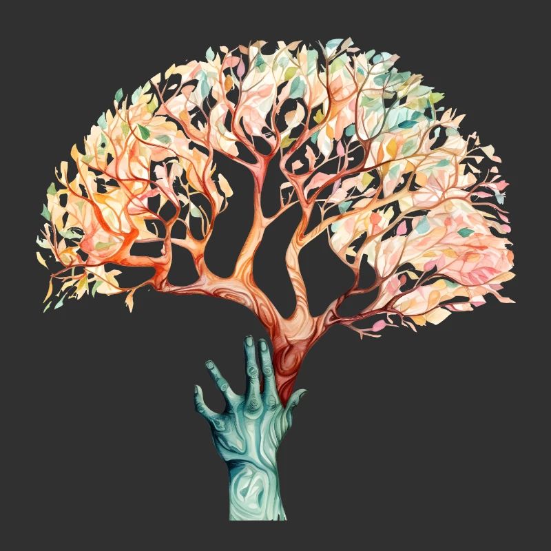 L’arbre grandit à partir de la conception d’aquarelle à la main 2