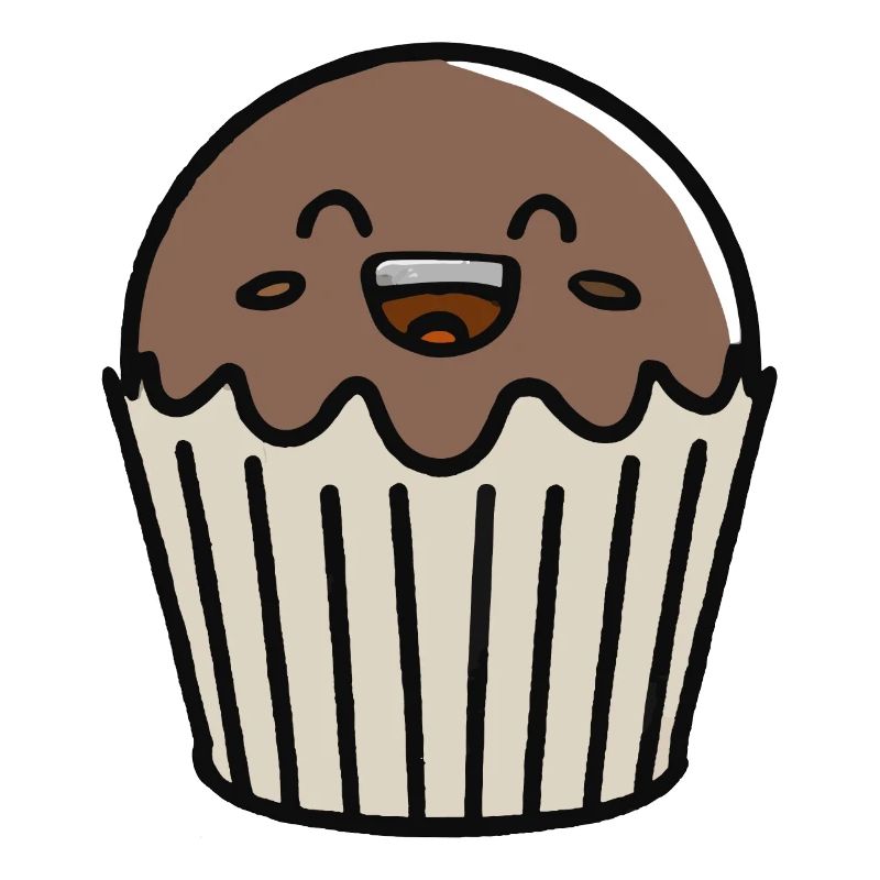 Cute Muffin with Face Vector
