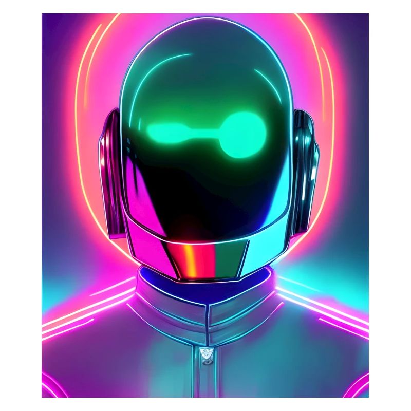 neon synthwave style robot néon