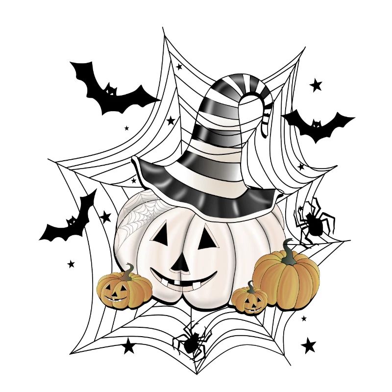 Pumpkin with witch hat