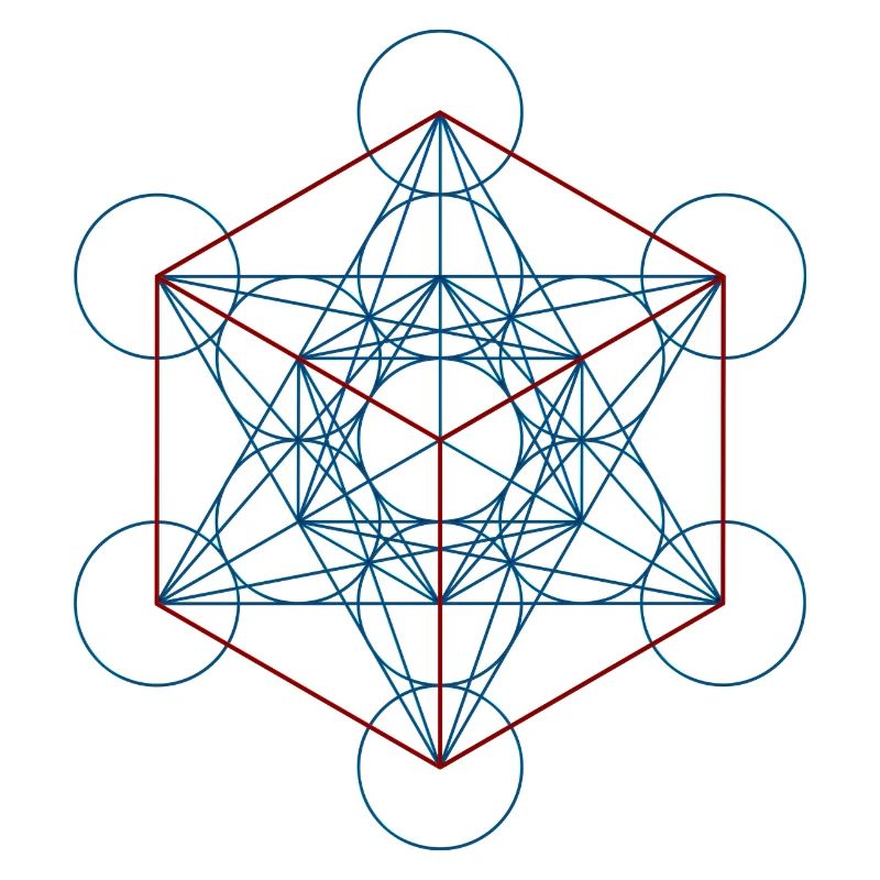 Le cube de Metatron - rouge bleu