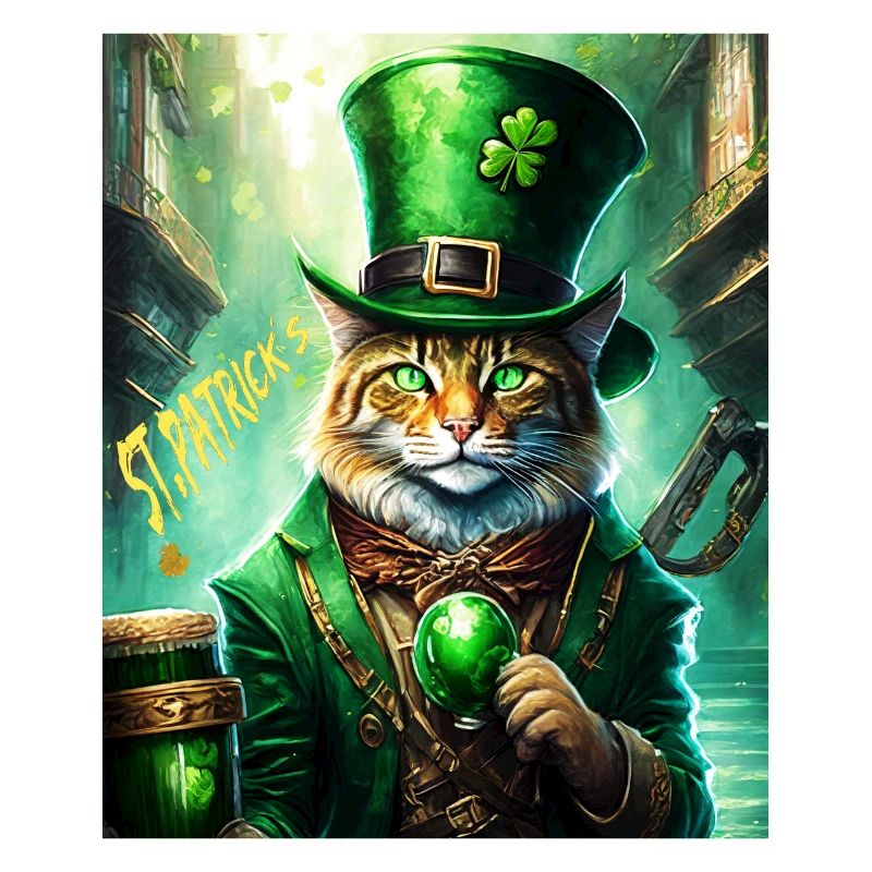 FÊTE DE LA SAINT-PATRICK CHAT BIÈRE TRÈFLE TRÈFLE