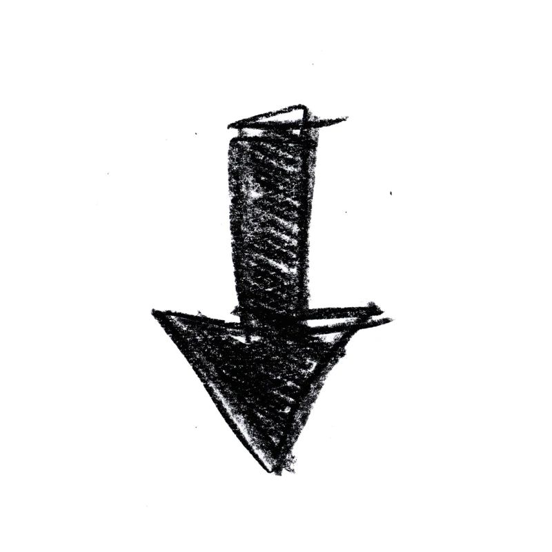 Flèche peint vers le bas idée de cadeau Scribble