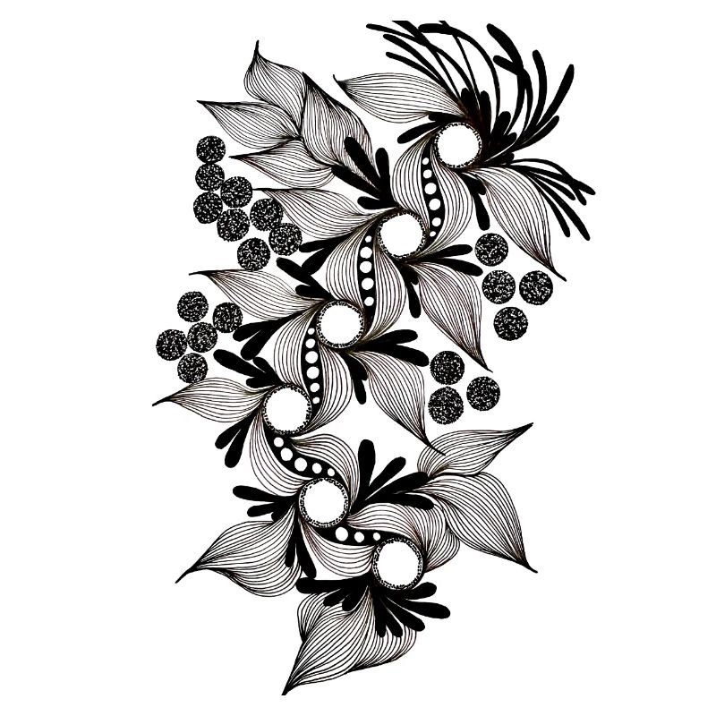 Spirale de fleurs noires et blanches