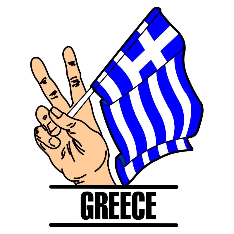 Drapeau Grèce signe de paix texte GRÈCE