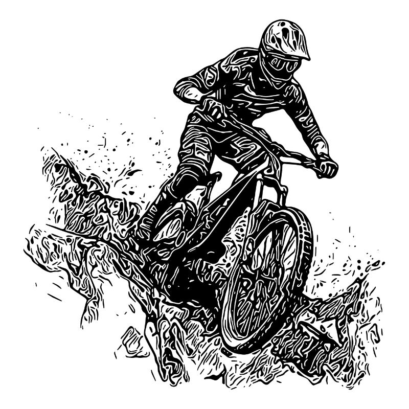 Radfahrer Mountainbiker Regen Schlamm Abfahrt