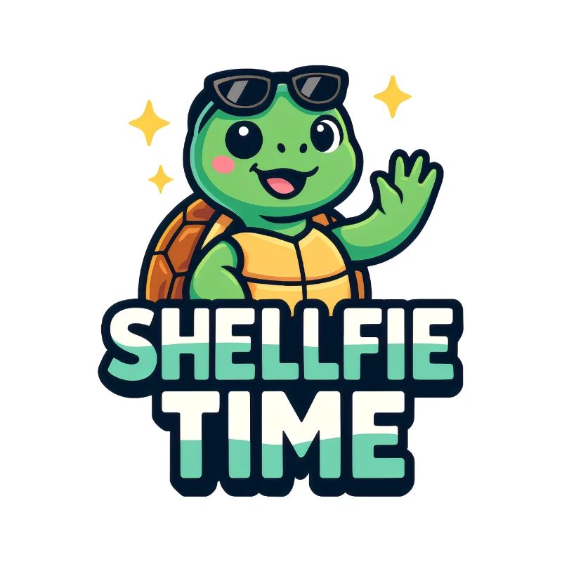 Shellfie Time Cute Turtle On A Beach