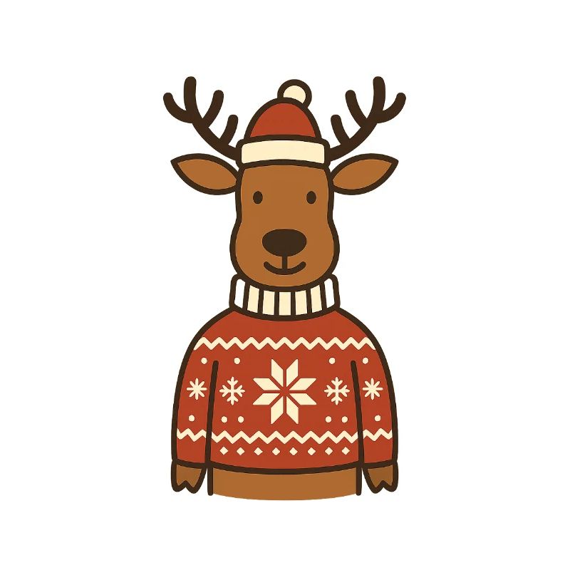Lustiges Rentier im Norweger-Pullover