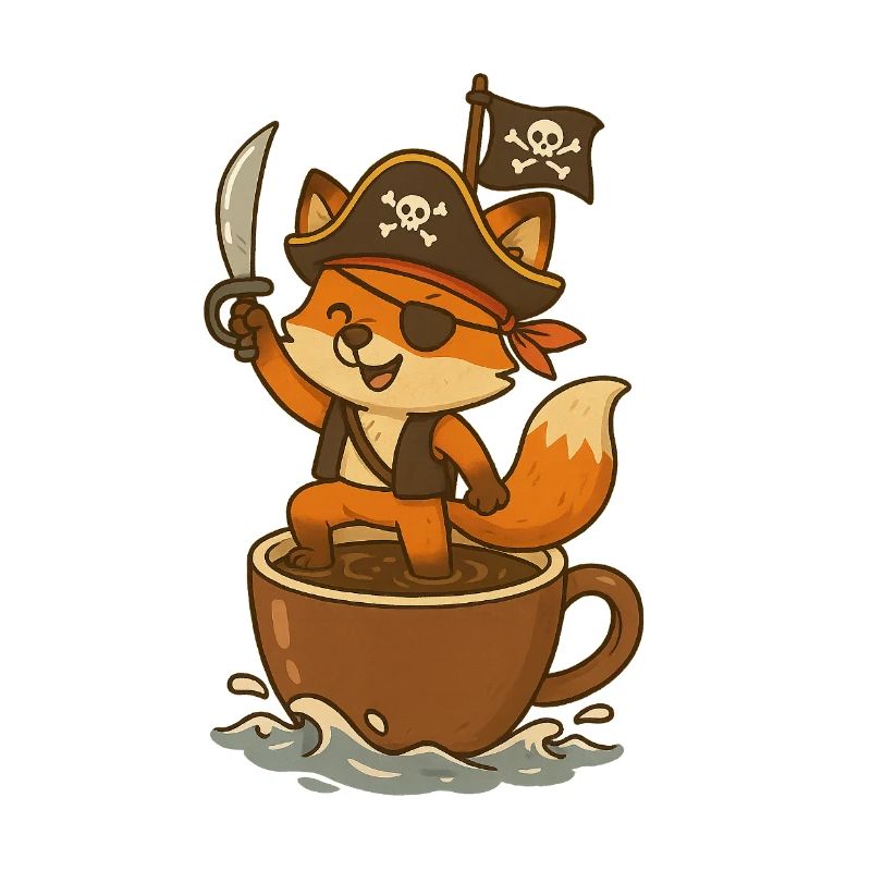 Fox Pirate with Eye Patch and Treasure Flag