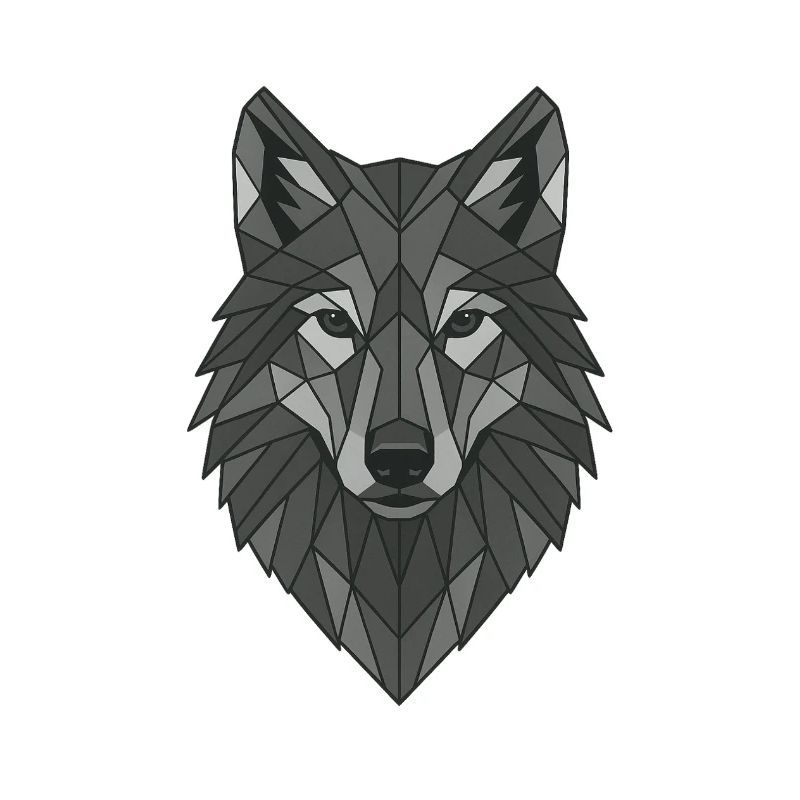 Geometric Gray Wolf Head