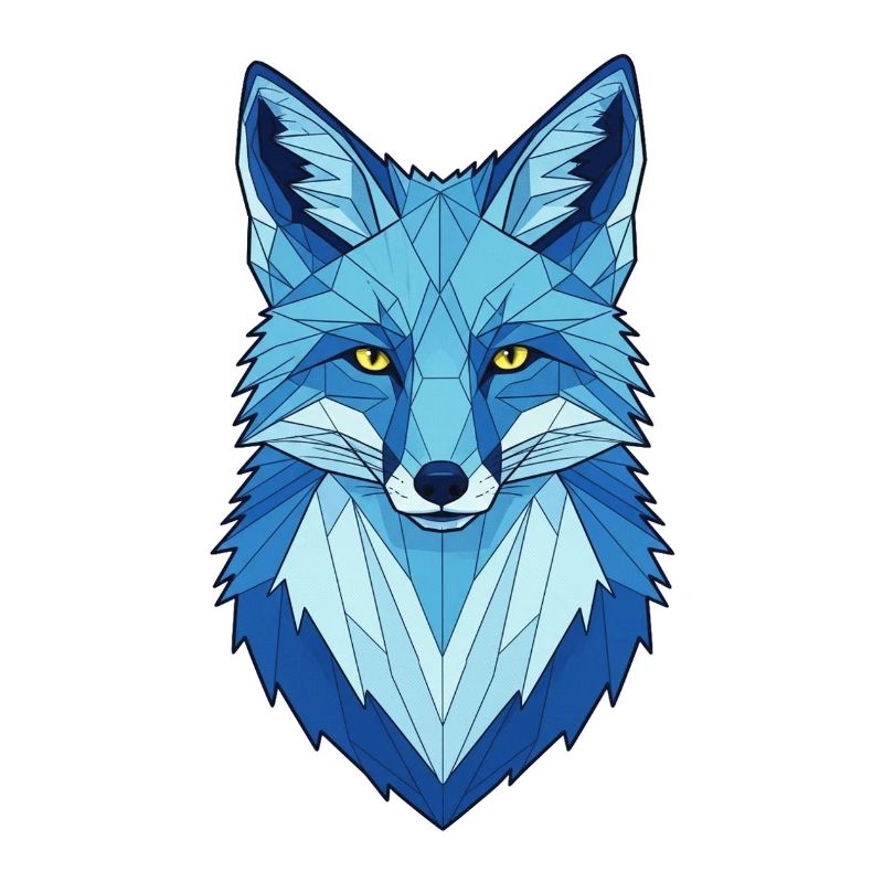Blue Geometric Wolf Head