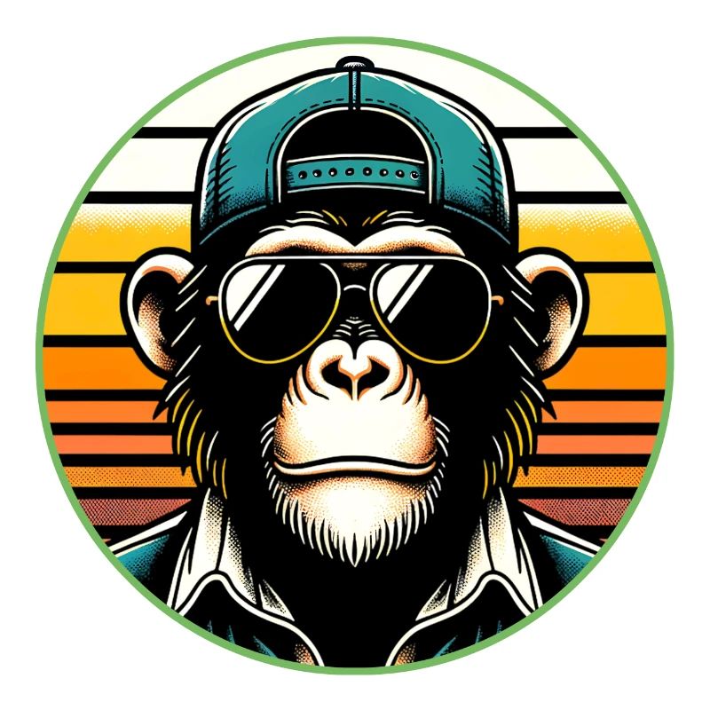 Cooler Schimpanse mit Sonnenbrille und Basecap