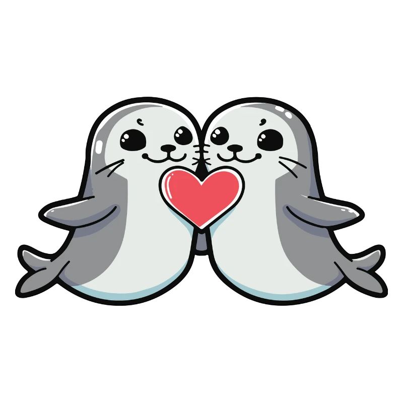 Couple de phoques Saint-Valentin