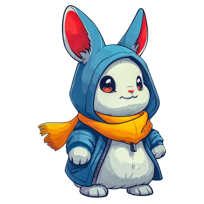Lapin d’hiver - Conception de bande dessinée mignonne avec capuche