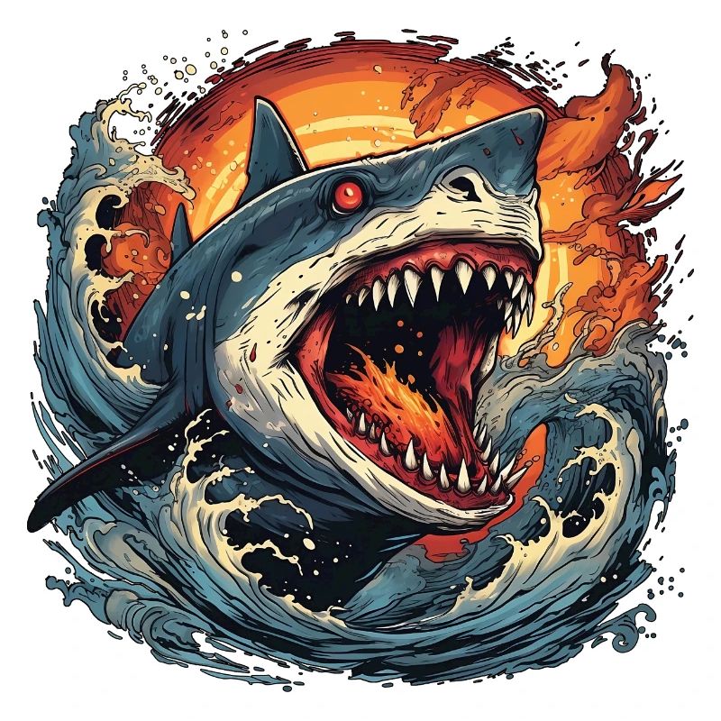 Shark en feu (sans arrière-plan)