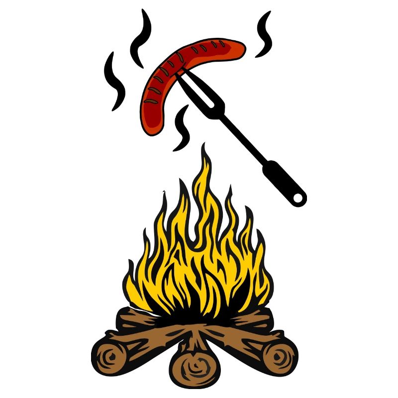 Campfire with bratwurst