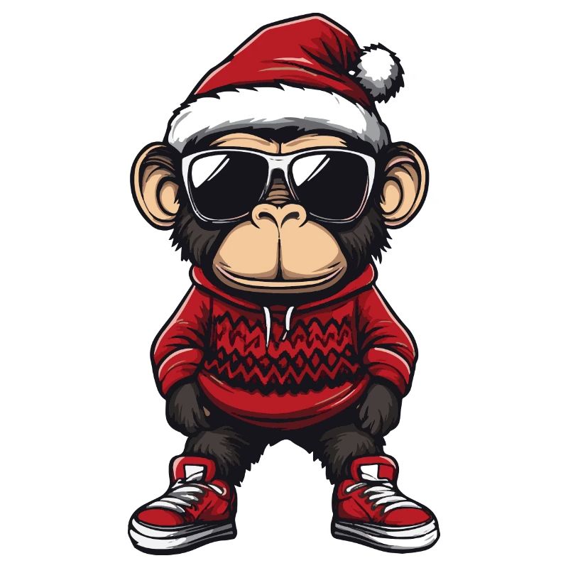 Affe Weihnachten Comic Cool
