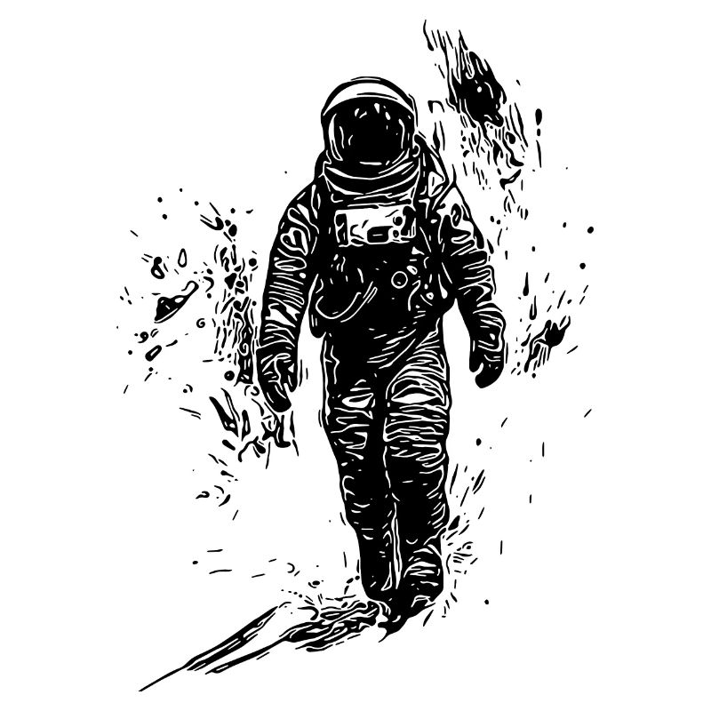 Lonely astronaut walk in moondust desert