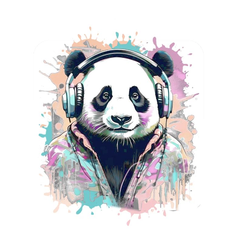 Panda, Kopfhörer,panda mit kopfhörer, illustration