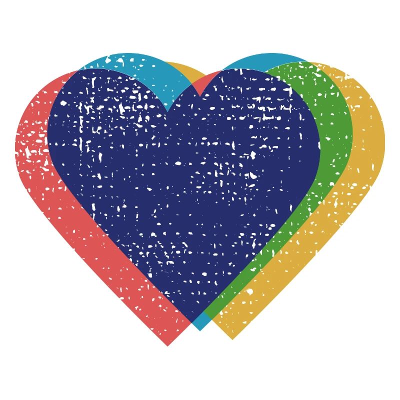 Hearts Colorful Risograph